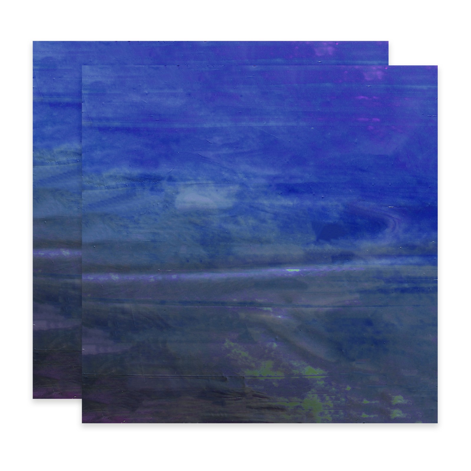 2 Sheets 4 x 4 Inch Stained Glass Sheets Art Glass, Dark Blue Illusion