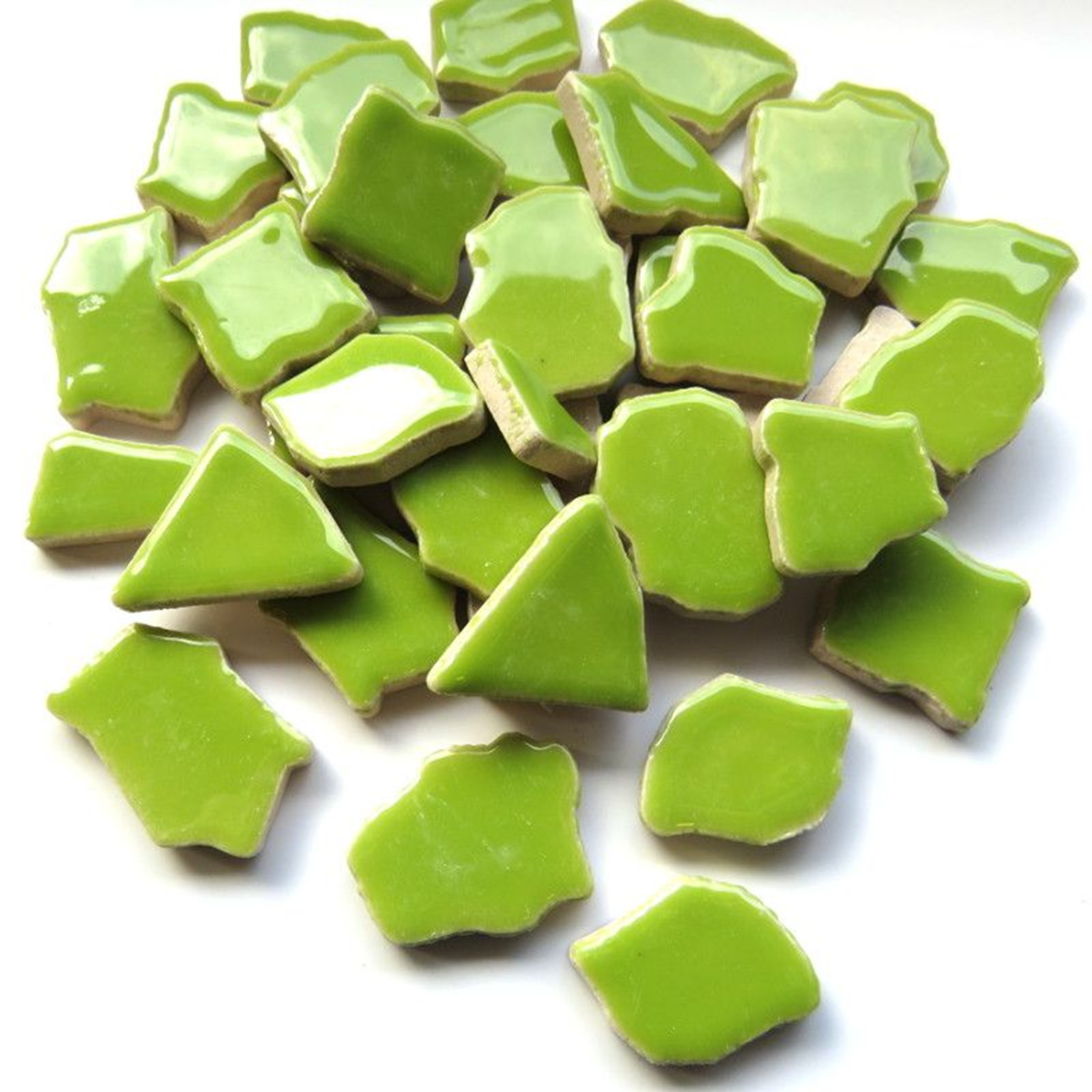 Light Green Ceramic Jigsaw Shaped Mosaic Tiles- 50 Tiles – 4-20 mm x 4 mm