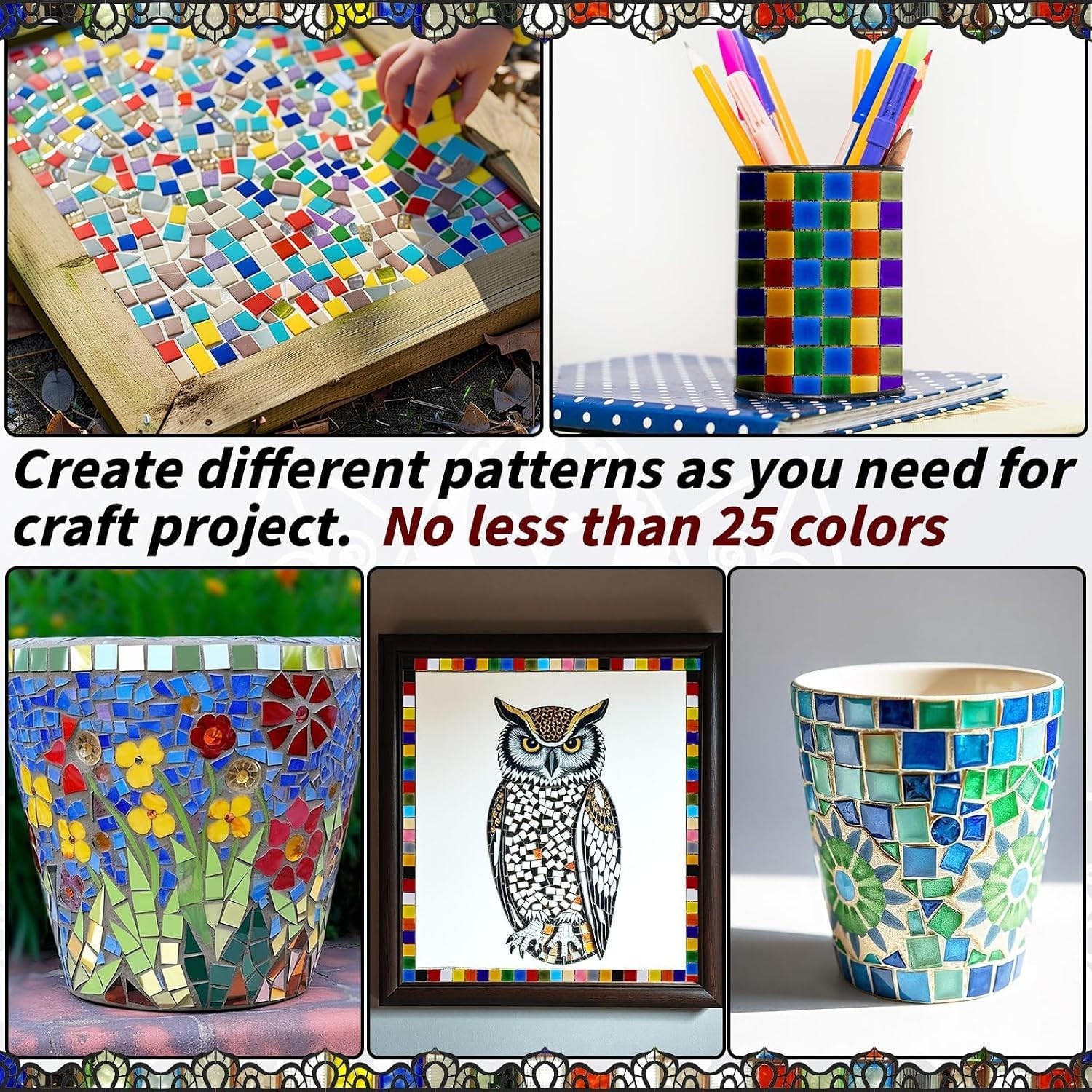 Craft 1600 Pcs Colorful Glass Mosaic Tiles – Perfect for DIY Enthusiasts