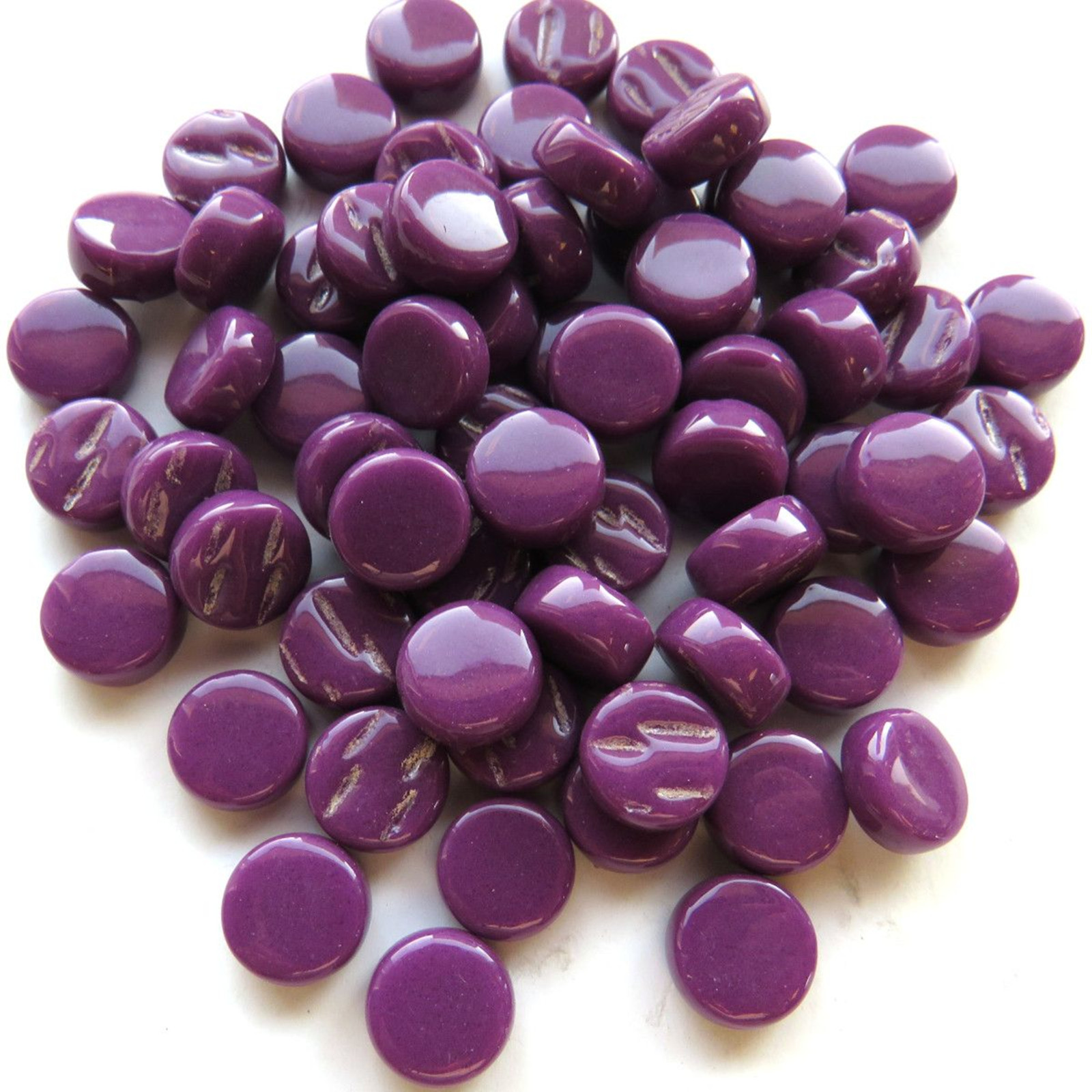 50 Tiles of Purple Grape 8 mm Round Glass Mosaic Tiles – 4 mm thick
