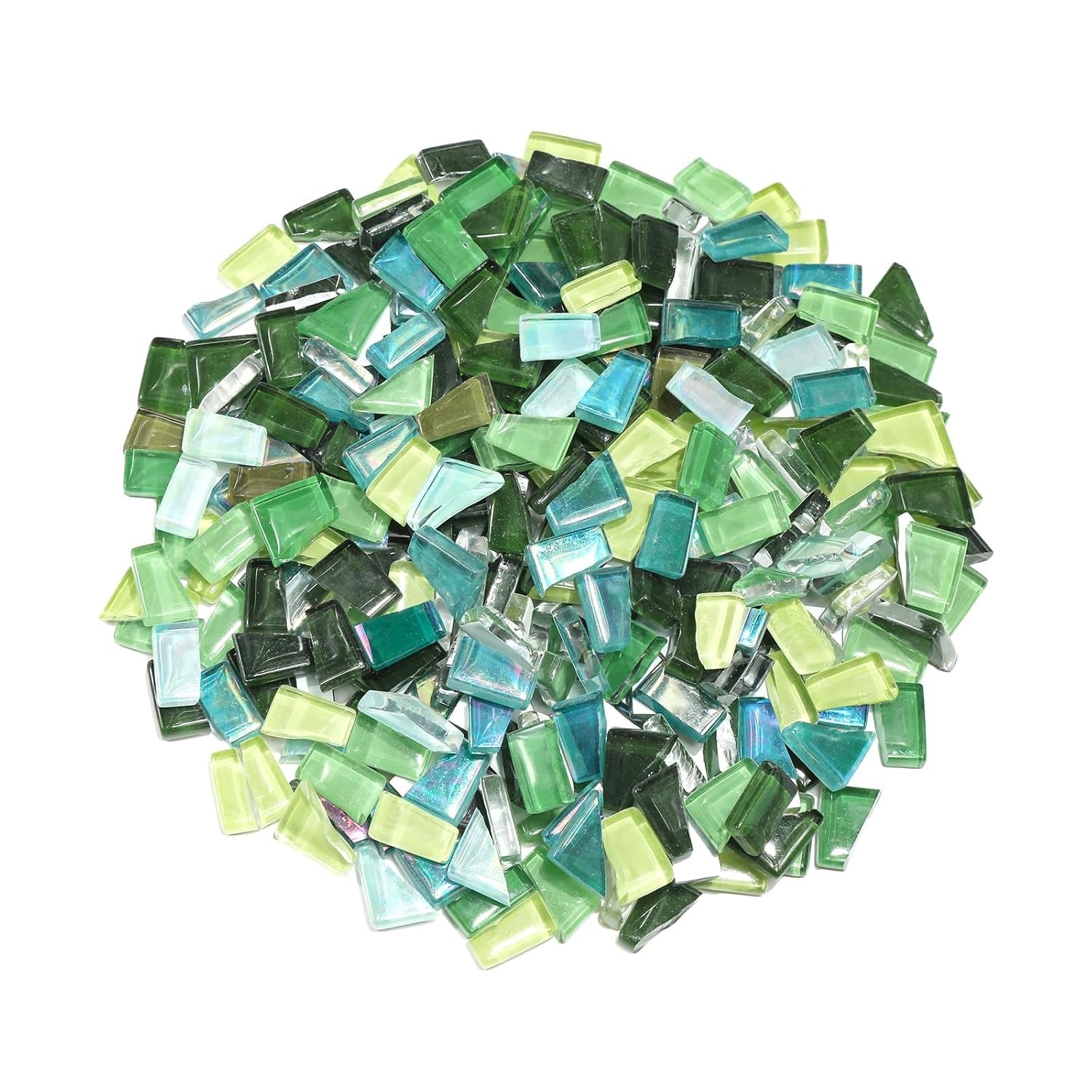 Green Mosaic Tiles Mixed Glass Irregular Pieces DIY Mosaic Kit 300 Grams