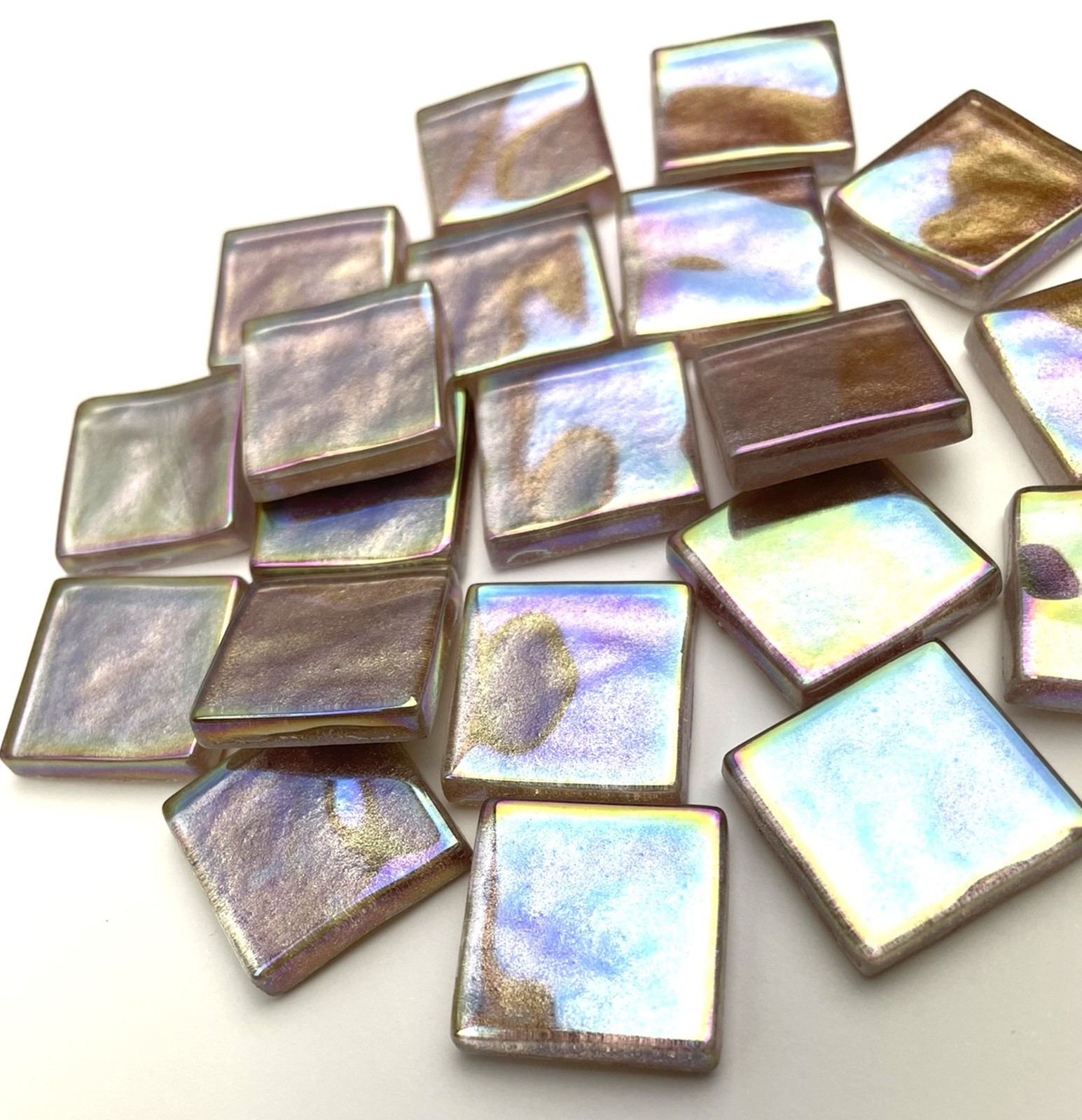 IRIDESCENT GOLDEN BERRY Metallic Glass Mosaic Tile Pieces – 3/4 inch – 20 Tiles