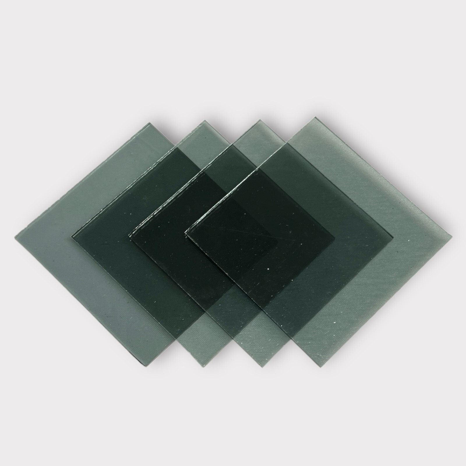 4 Pack Grey Transparent COE 96 Fusible Glass Sheets / Mosaic Squares
