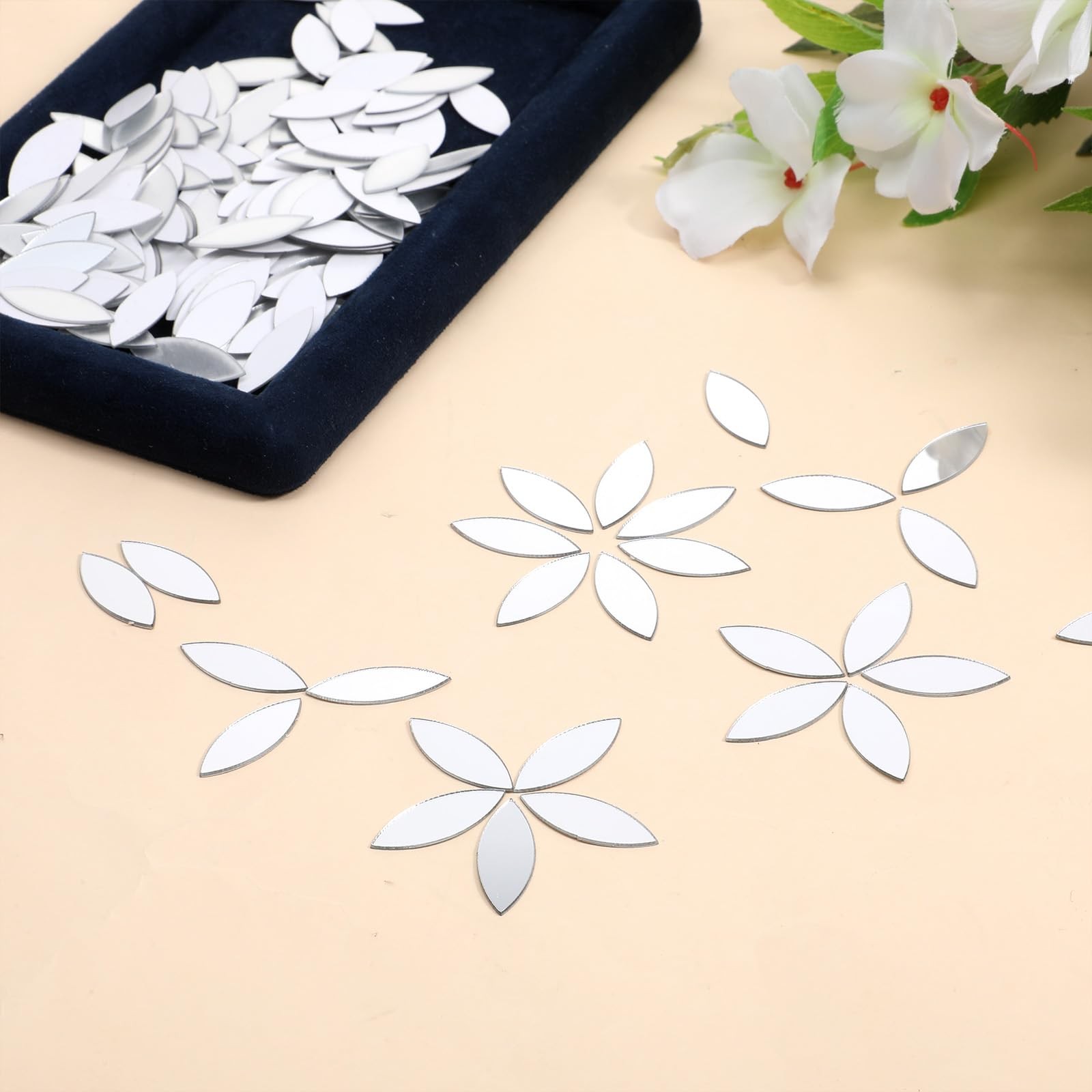 Leaf Shape Small Mirrors for Crafts, 200pcs 0.5×1 Inch Craft Mirrors Mirror T…
