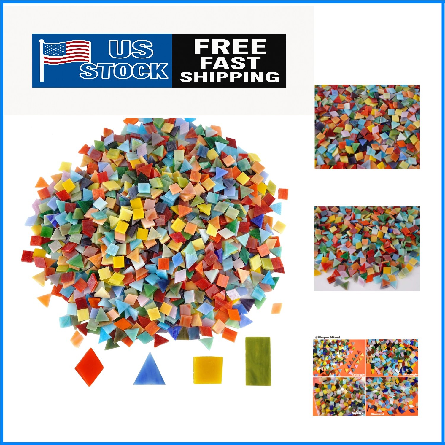 1600 Vibrant Glass Mosaic Tiles – Assorted Colors & Shapes for Stunning Crafts