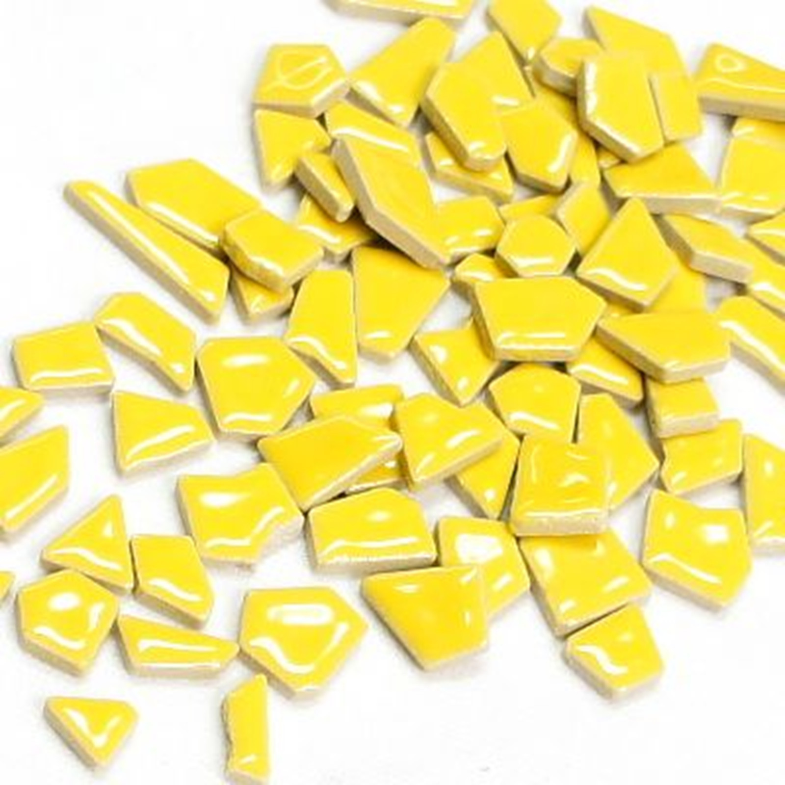 Citrus Yellow Ceramic Jigsaw Shaped Mosaic Tiles- 50 Tiles – 4-20 mm x 4 mm