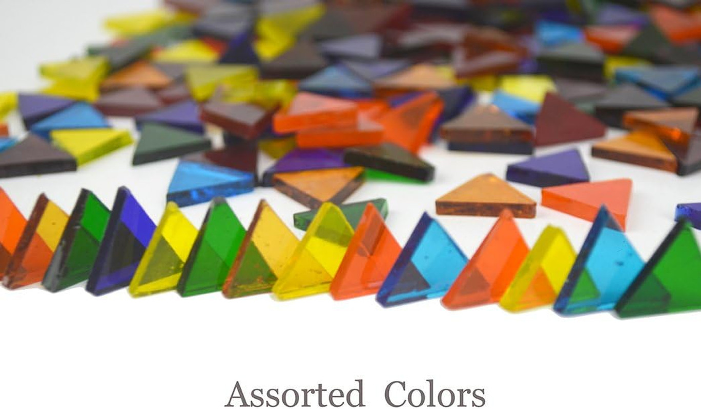 700 Pieces Stained Glass Triangle Mosaic Tiles Cathedral Glass Translucent Assor