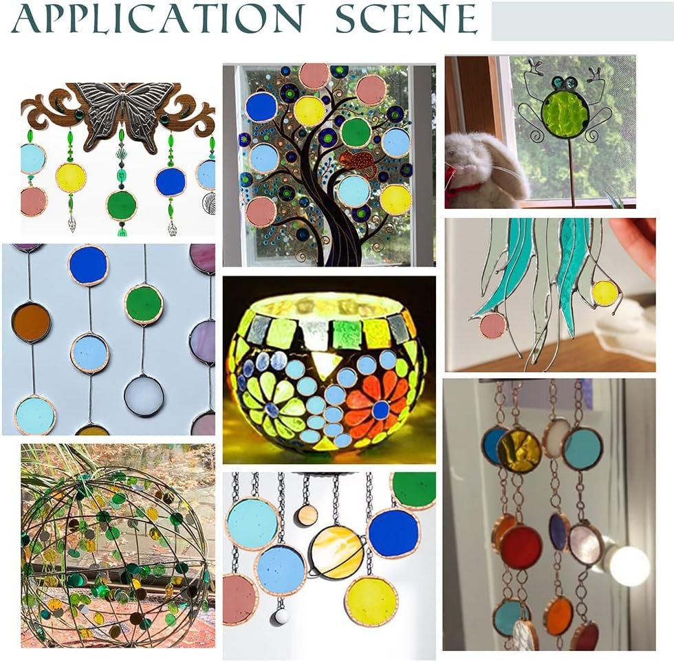 36Pcs 6 Colors round Glass Mosaic Tiles 1 Inch Crystal Mosaic Glass Pieces Windo