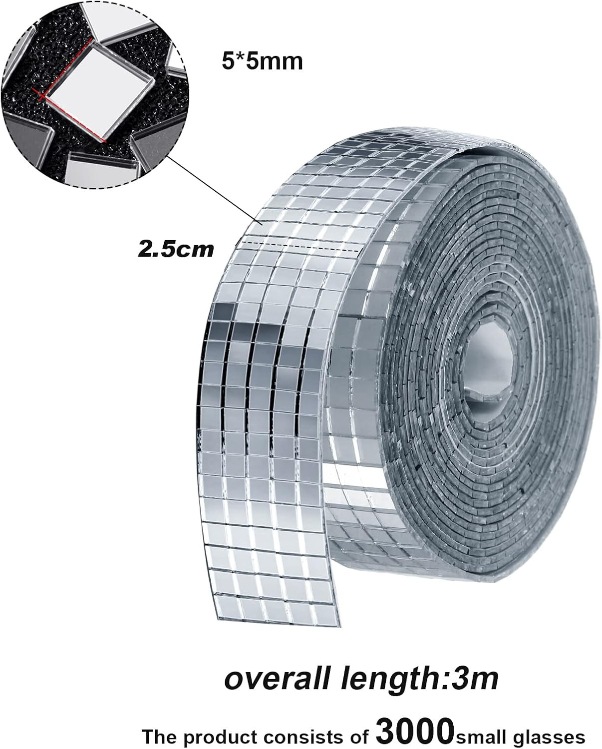 3000 Pcs Disco Ball Mirror Tiles Self Adhesive for Crafts 5 X 5 Mm Small Disco T
