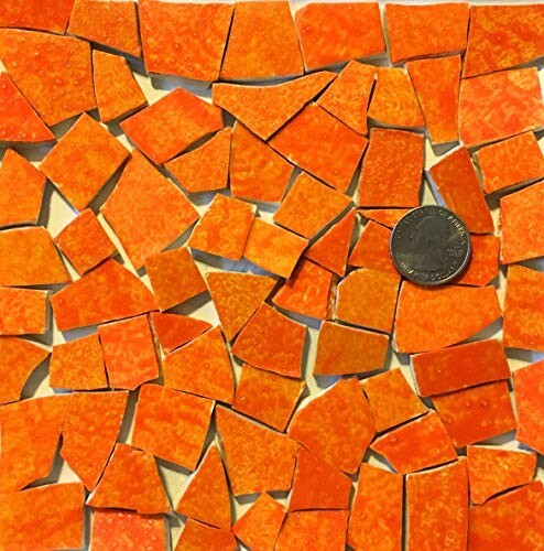 Mosaic Craft Supply HP Hand Painted Broken China Tiles ~ Agate Orange HP04