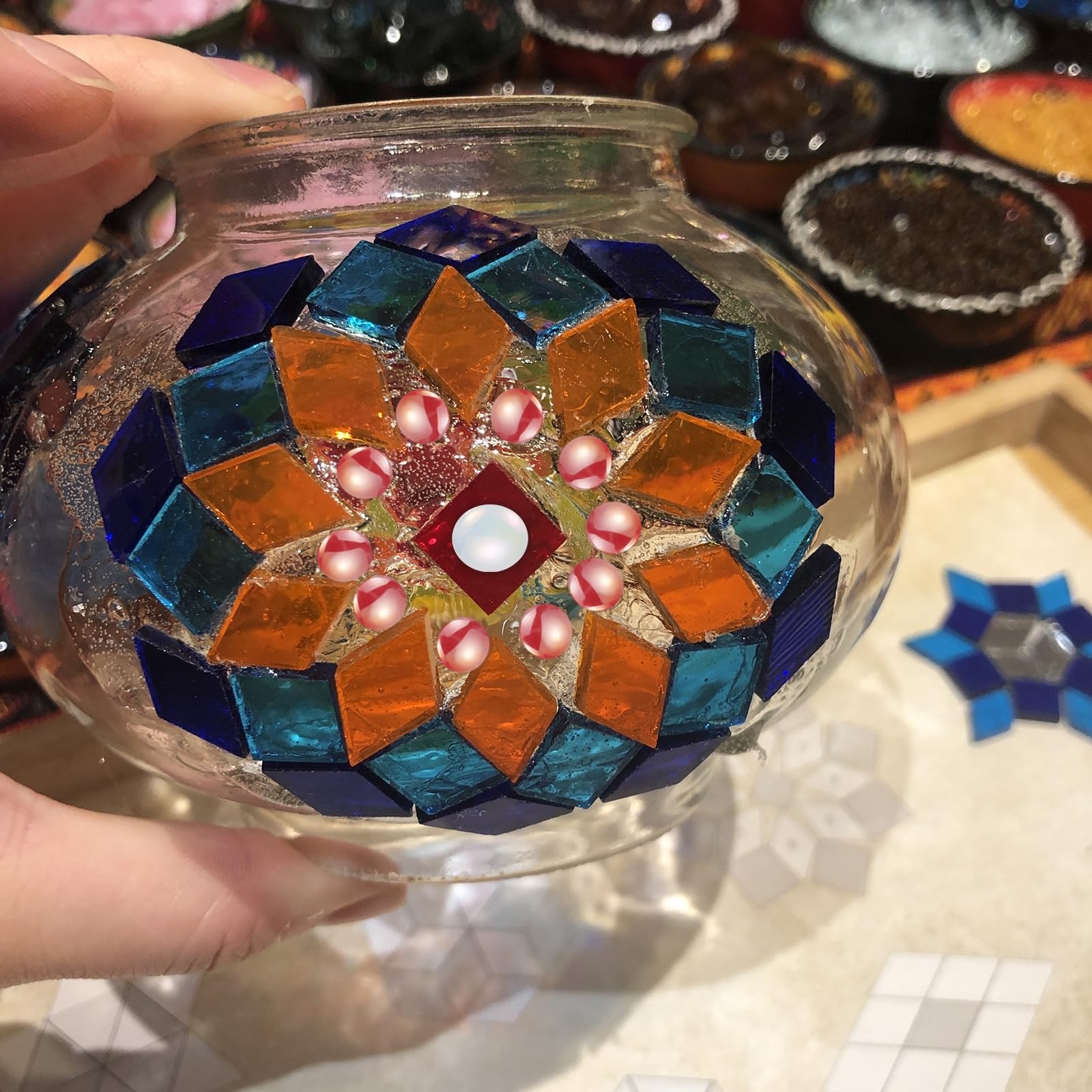 12mm Glass Mosaic Tiles, 300g Round Iridescent Glass Pieces Recycled Mosaic T…