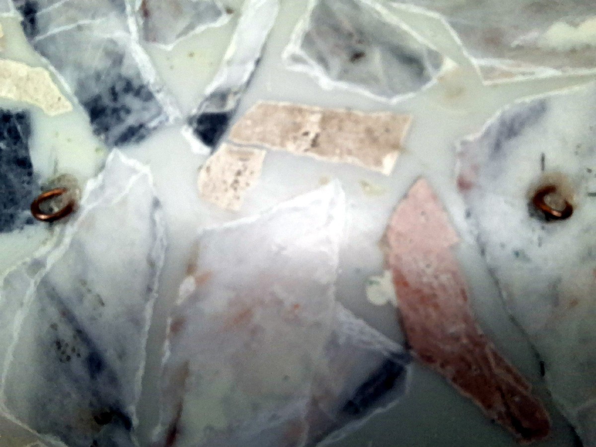 Marble Mosaic 2 Parrots Gossiping 5-11/16″ x 1/2″ x 7-11/16″