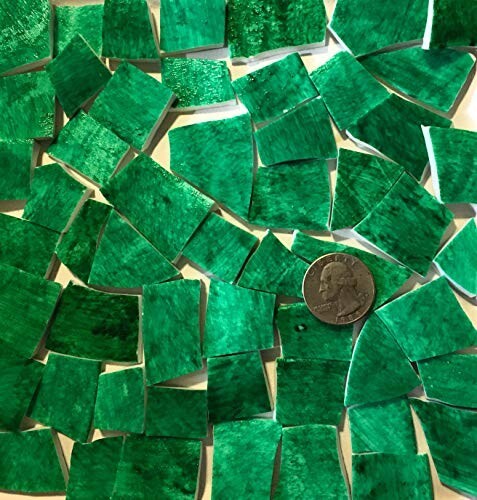 Mosaic Craft Supply HP Hand Painted Broken China Tiles ~ Emerald Green HP19
