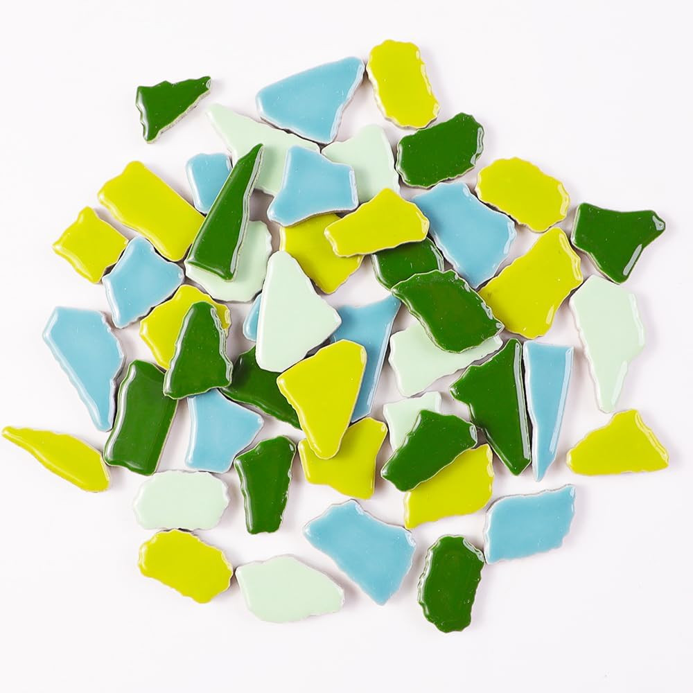 454G (1 LB) Jigsaw Ceramic Glass Mosaic Tiles for Crafts Mosaik Pieces for Home