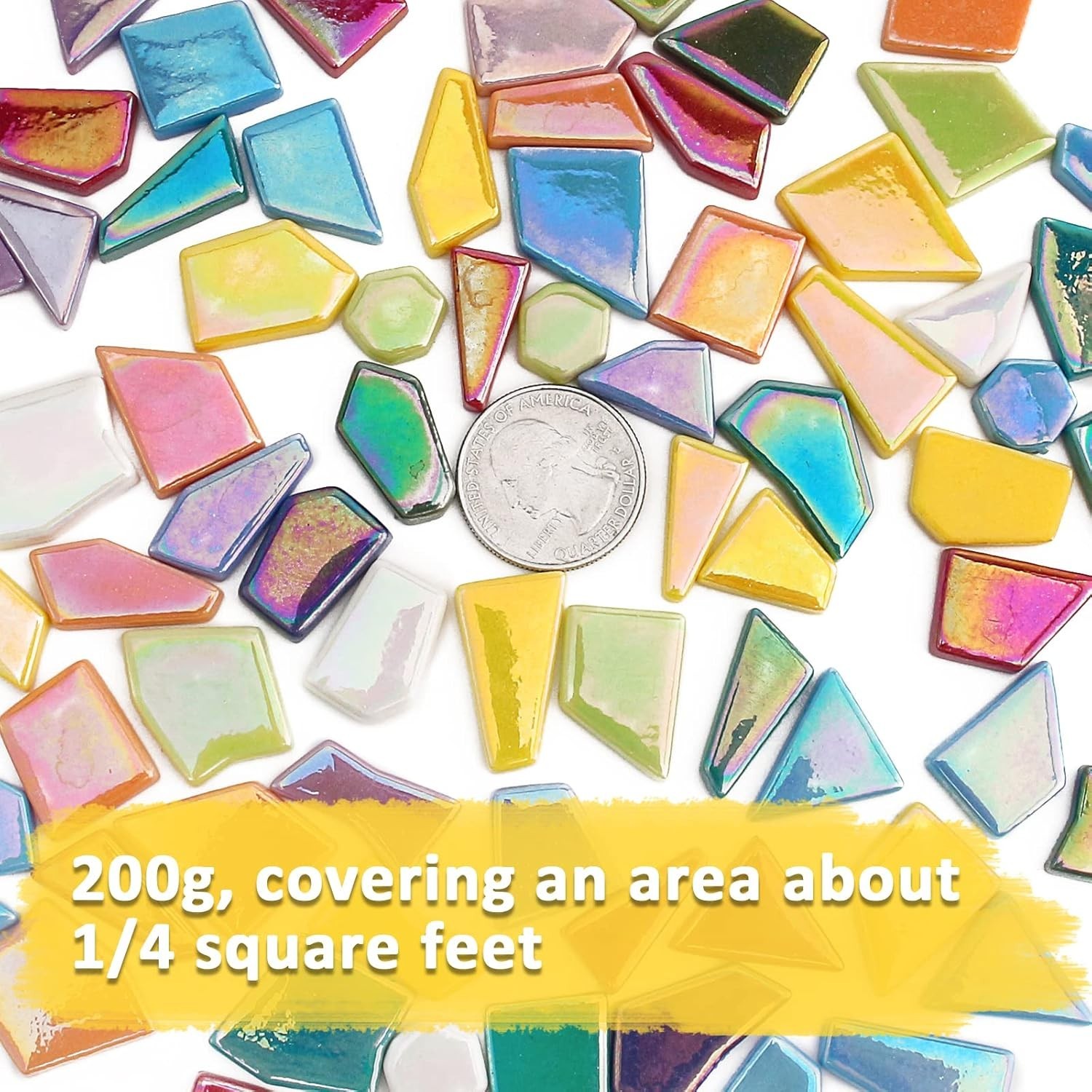 Iridescent Glass for Crafts Bulk,200g Broken Mosaic Glass Pieces for DIY Home…