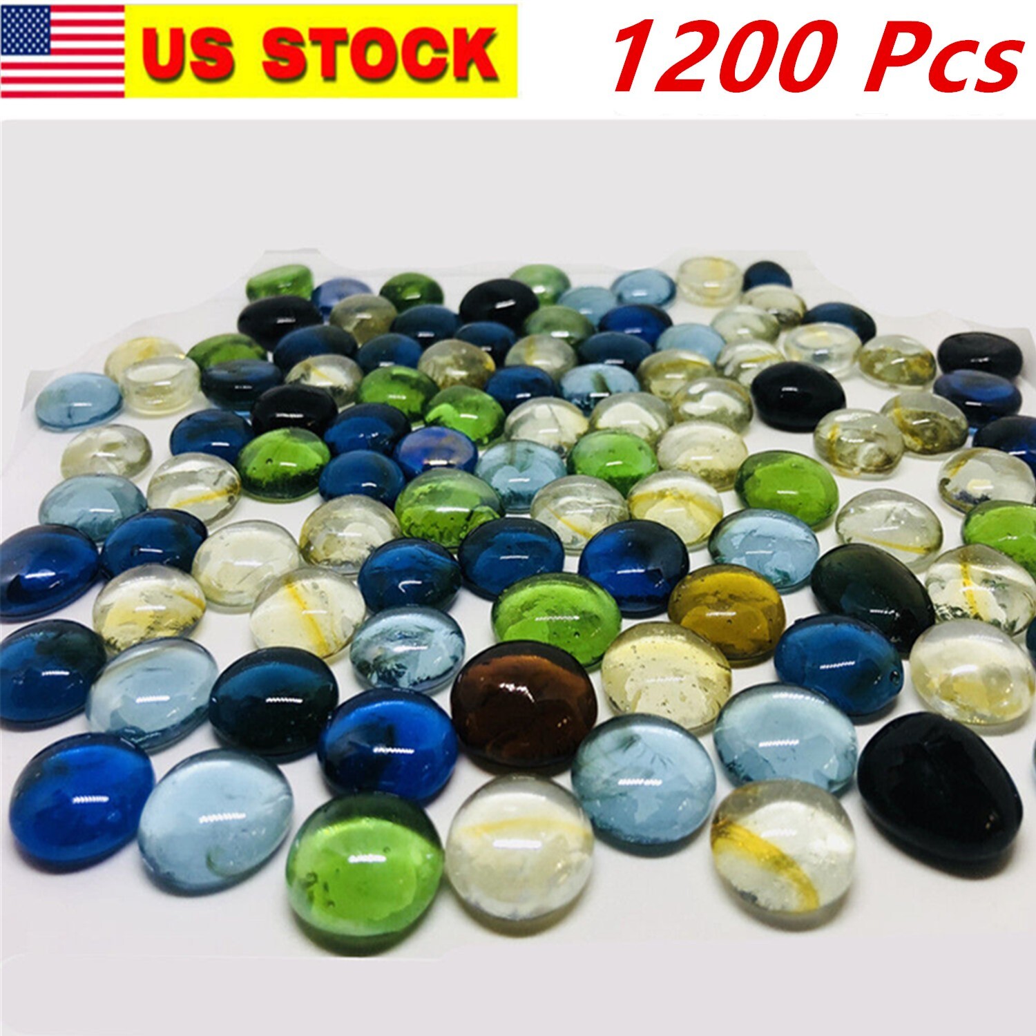 1200 Pcs Mixed Color Large Glass Gems, Pebbles, Mosaic Tiles, Marble Vase Filler
