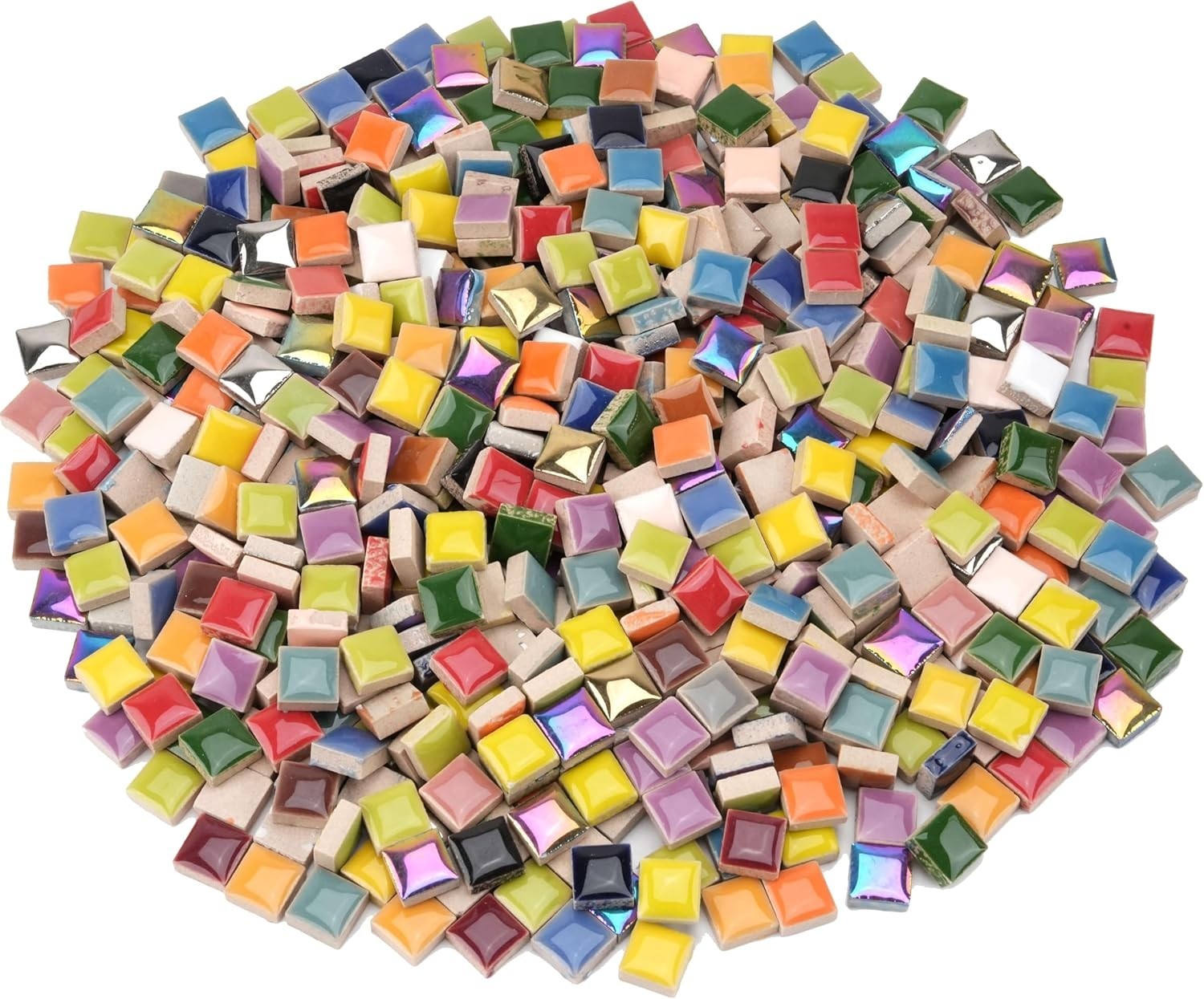 2.2LB Mini Ceramic Square Tiles for Mosaic, Colored Mosaic Ceramic Tiles, 12Mm X