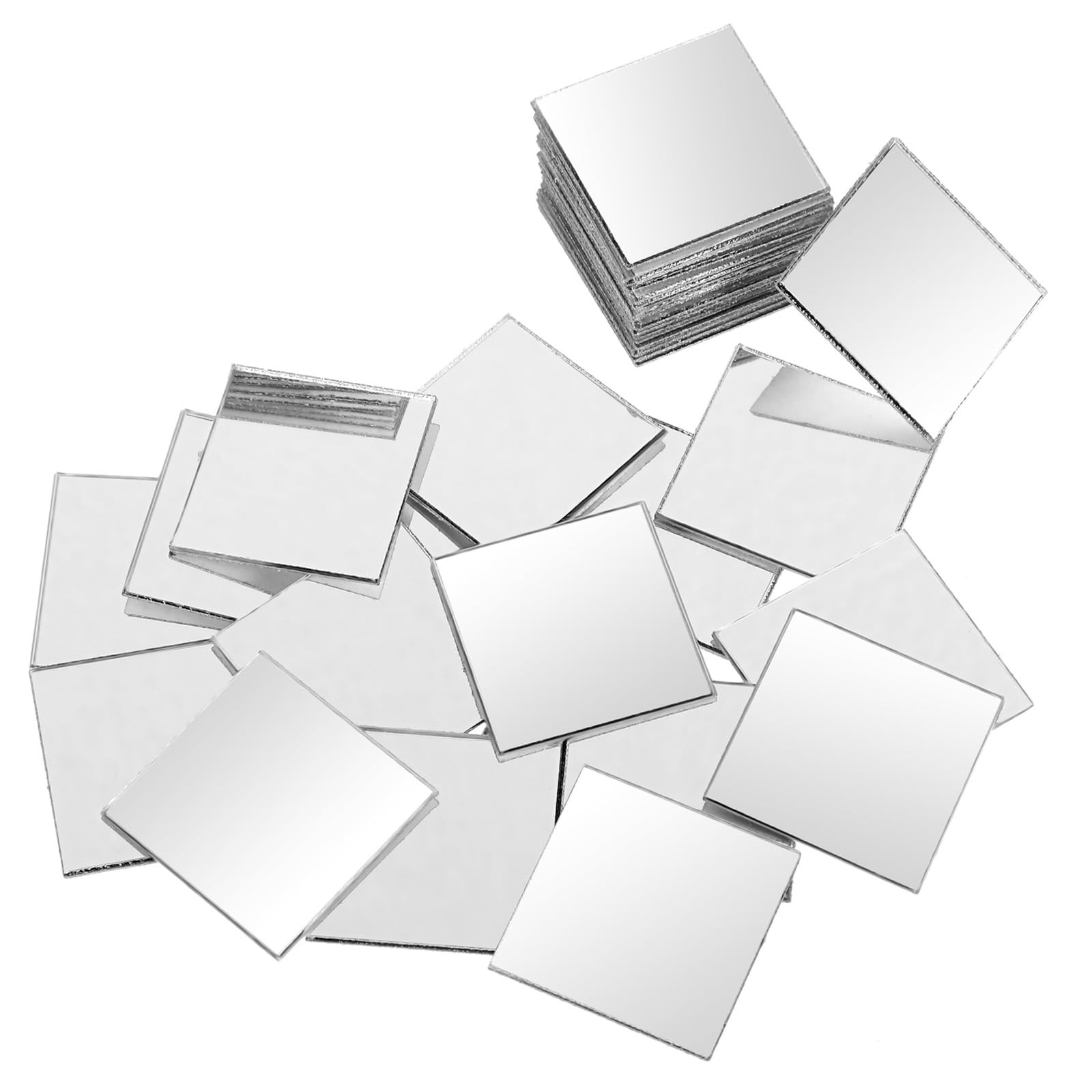 Lusofie 50 Pcs Square Mini Mirror Small Mirrors for Crafts 1″L x 1″W, Silver