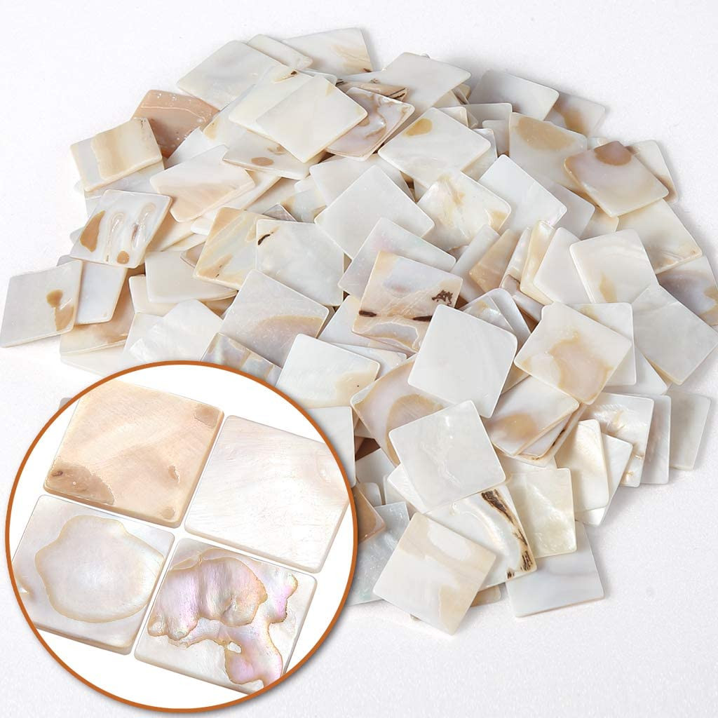 350Pcs Mother of Pearl Mosaic Tiles, Natural Shell Tiles, Square Mosaic Pieces f
