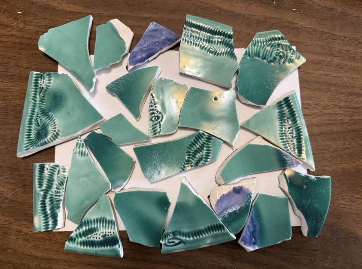 Studio Handmade Pottery Ceramic Shards Art Crafts Mosaics Jewelry 1.4 lbs Lot 1