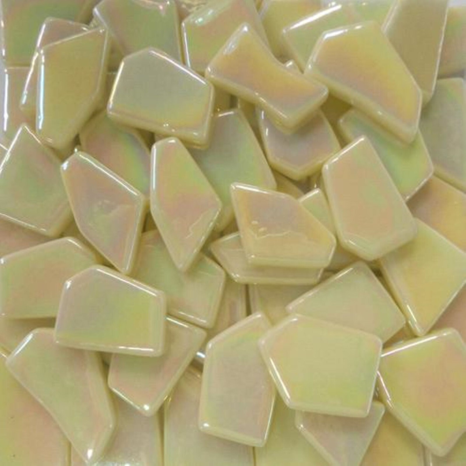 Iridescent Creme Odd Cut Shaped Glass Mosaic Tile -25 Tiles