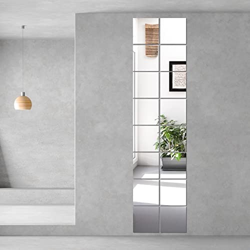 Home Gym Mirrors, 12” x 12” Glass Mirror Tiles (16 PCS), Square Large Wall