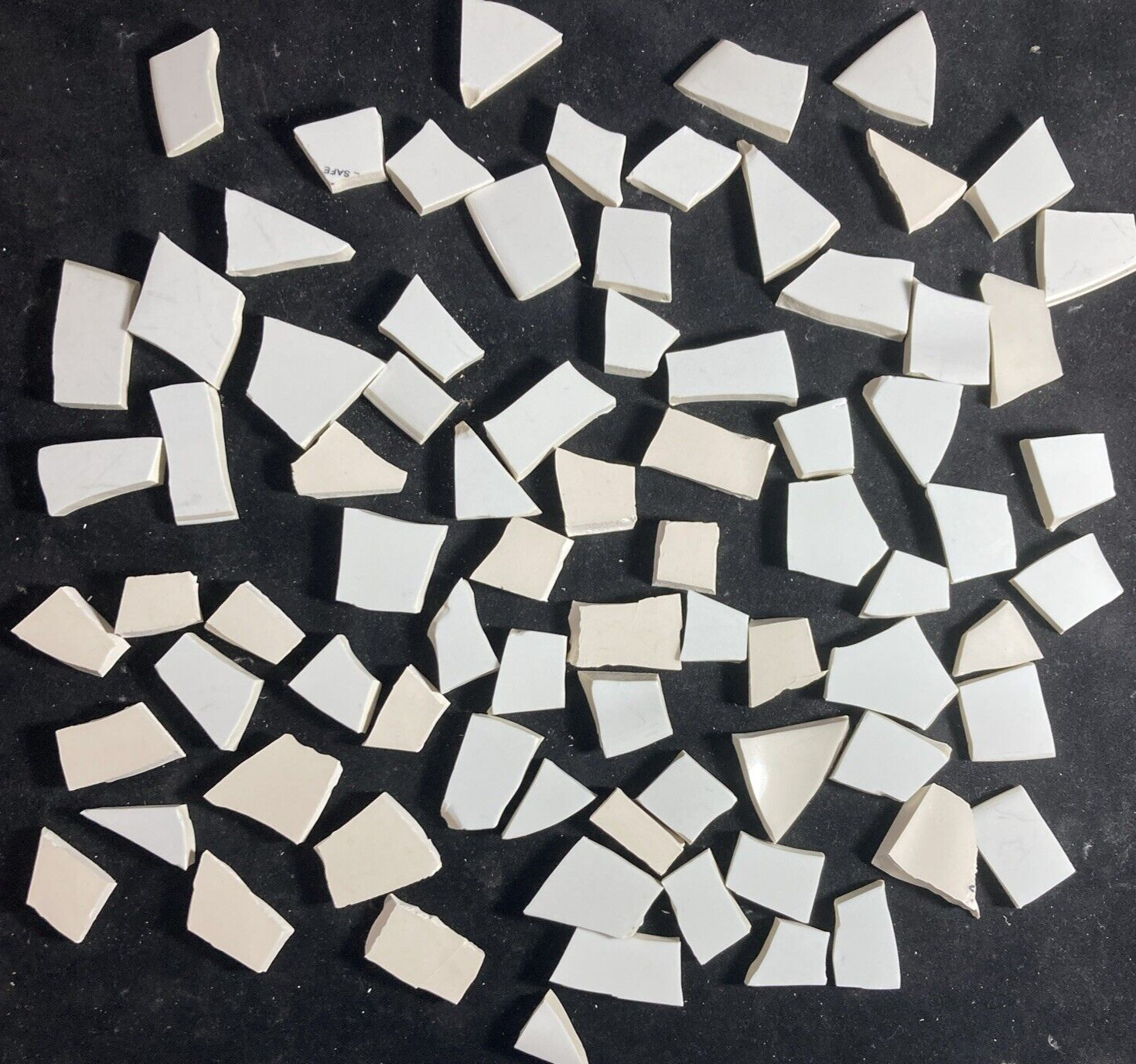 75 Pieces of Broken Dish Mosaic Tiles White & Off White Small Tiles