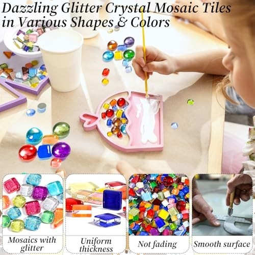 2400 Pcs Colorful Irregular Crystal Mosaic Tiles for DIY Crafts & Home Decor
