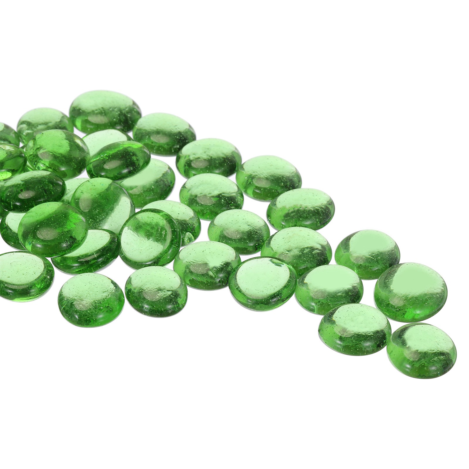 Glass Beads,36pcs Flat Glass Transparent Dark Green 0.44lbs Glass Pebbles