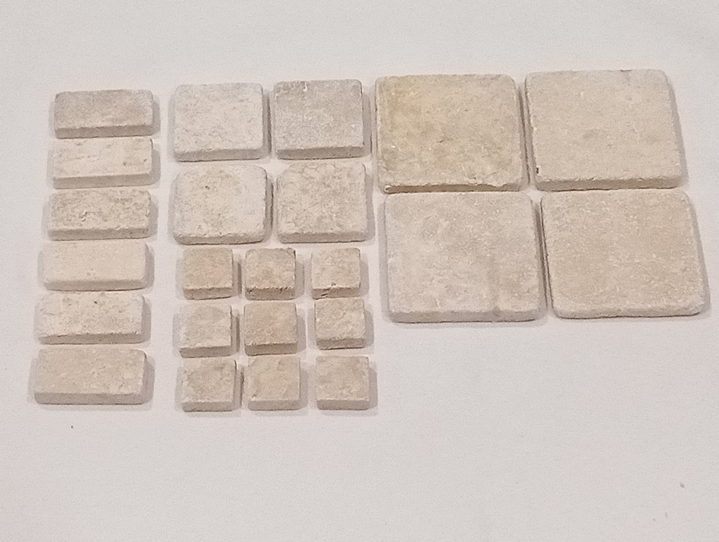 23-PC Travertine Stone Mosaic Tiles Mixed Shapes & Sizes Lot#1