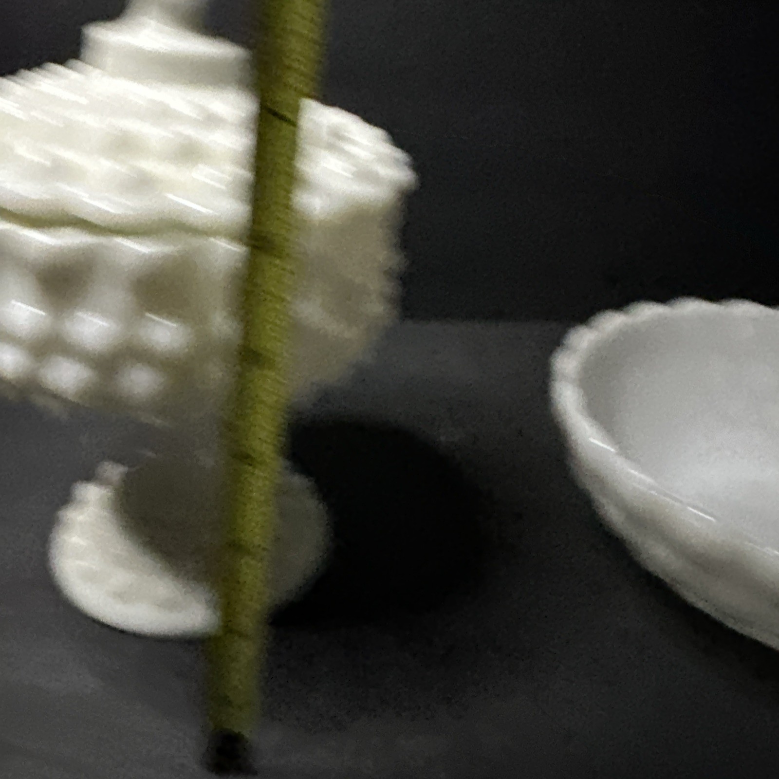 RARE set of 3 opal glass items with a hobnail pattern, manufactured by Fento#R15