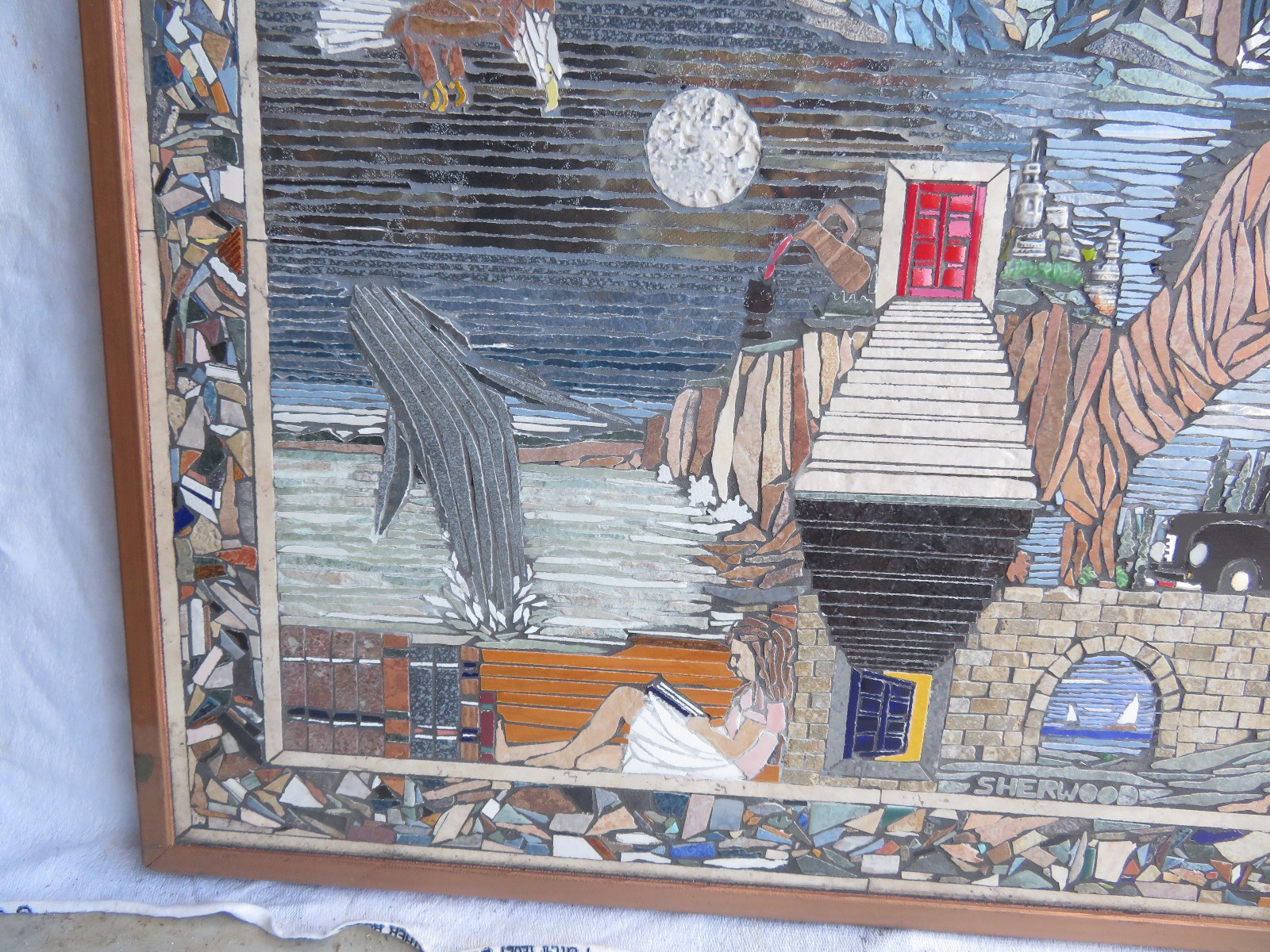 Original Custom one of a kind Tile Mosaic 24w x 24h Door of Surrealism