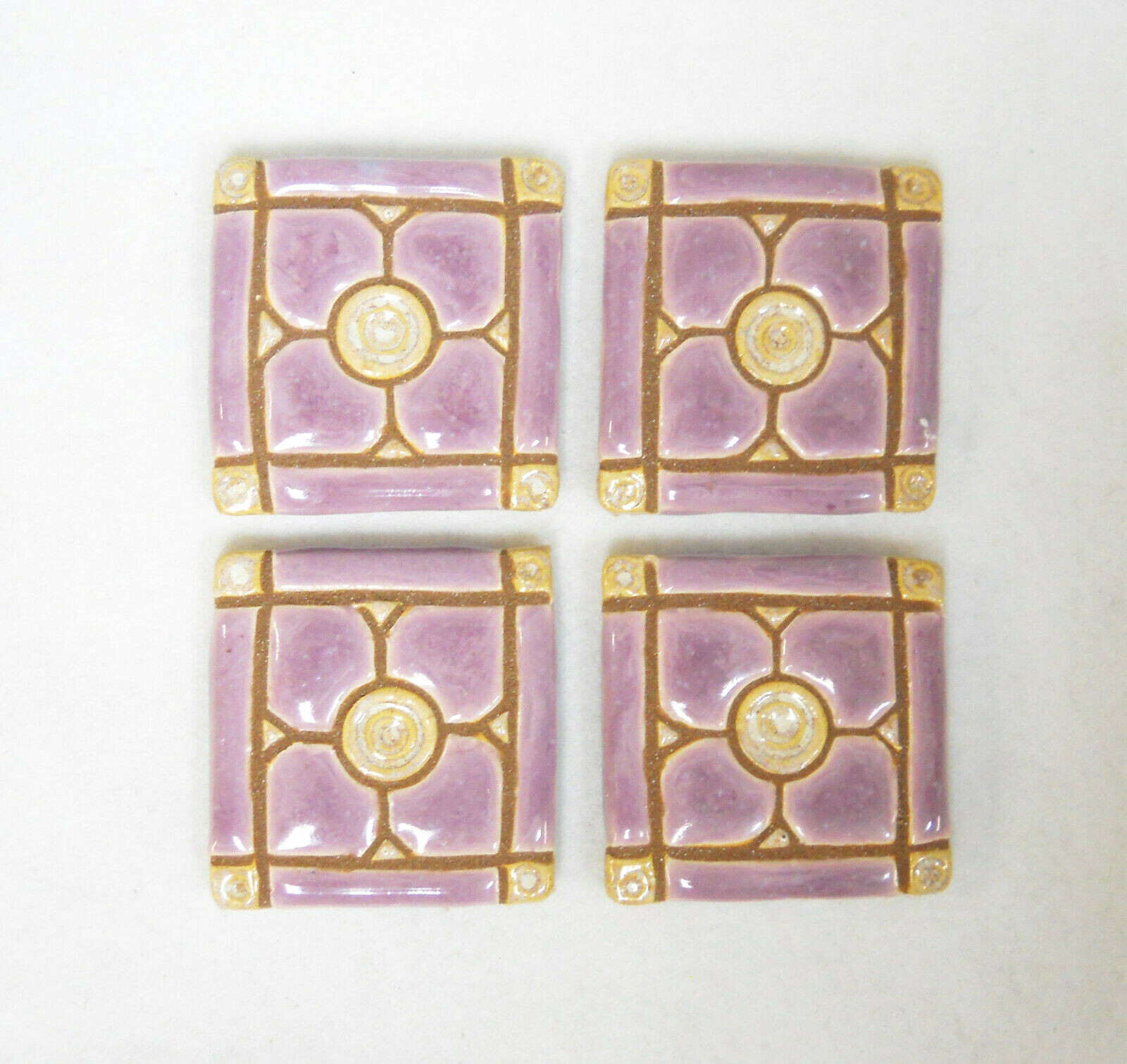 DOGWOOD MOSAIC TILES Handmade Ceramic Grouted Craft Tiles LAVENDER Set of 4