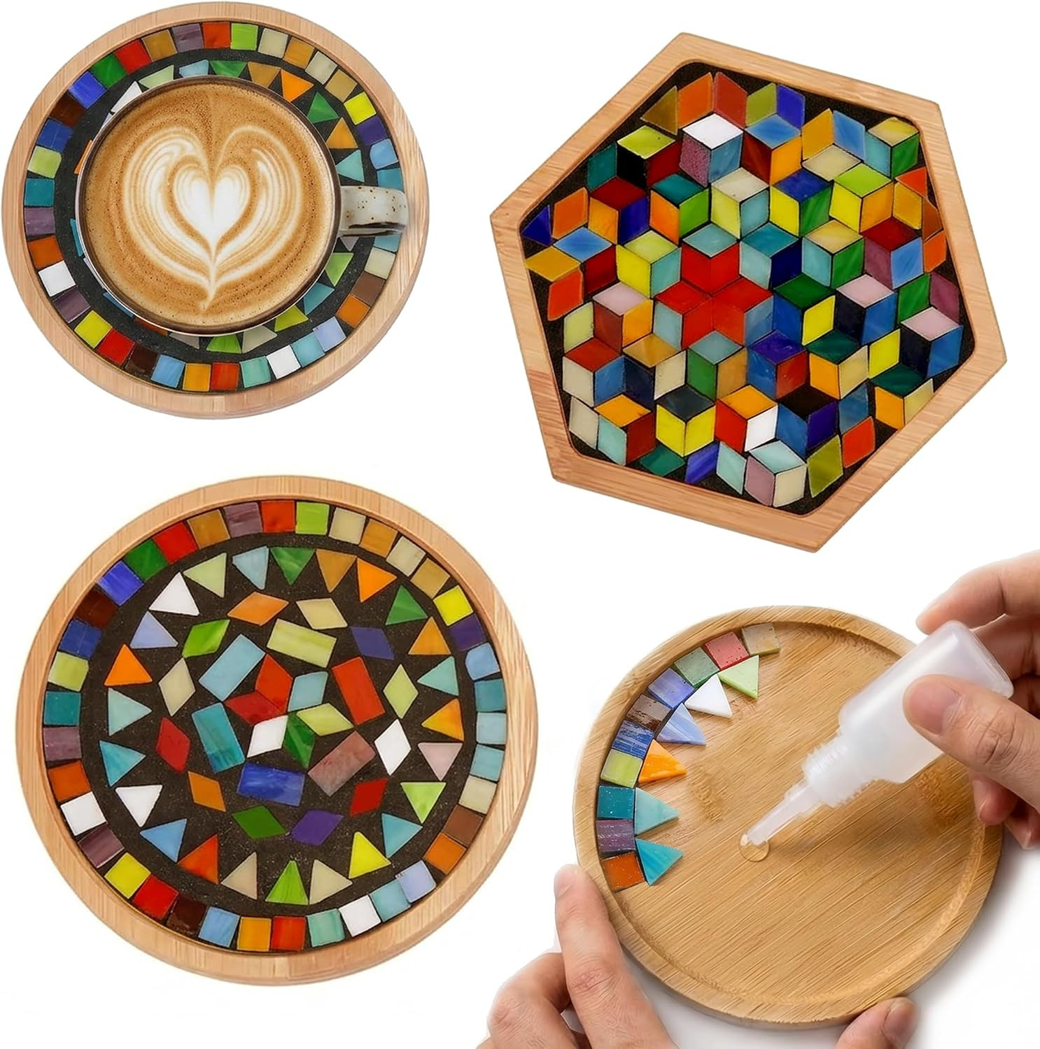 DIY Mosaic Tiles Crafts Kits for Adults, Mixed Stained Glass Mosaic Kit