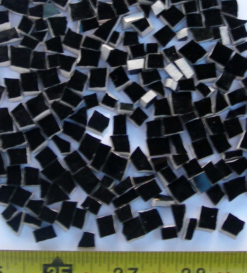 100 Black Very Small Hand Cut Mosaic Tiles 1/4″ Irregular China Mosaic Tiles