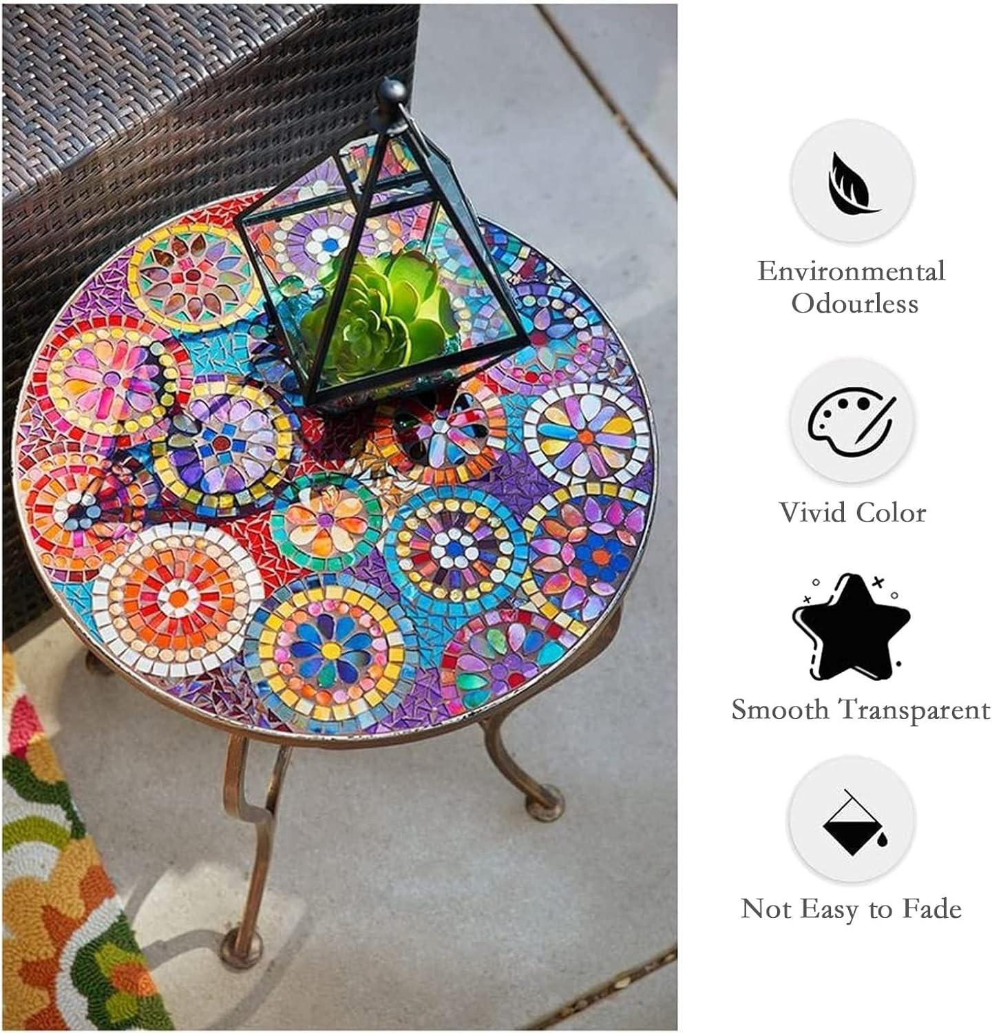 220 Pieces Stained Crystal Glass Gems Mosaic Tiles for Transparent / Circle