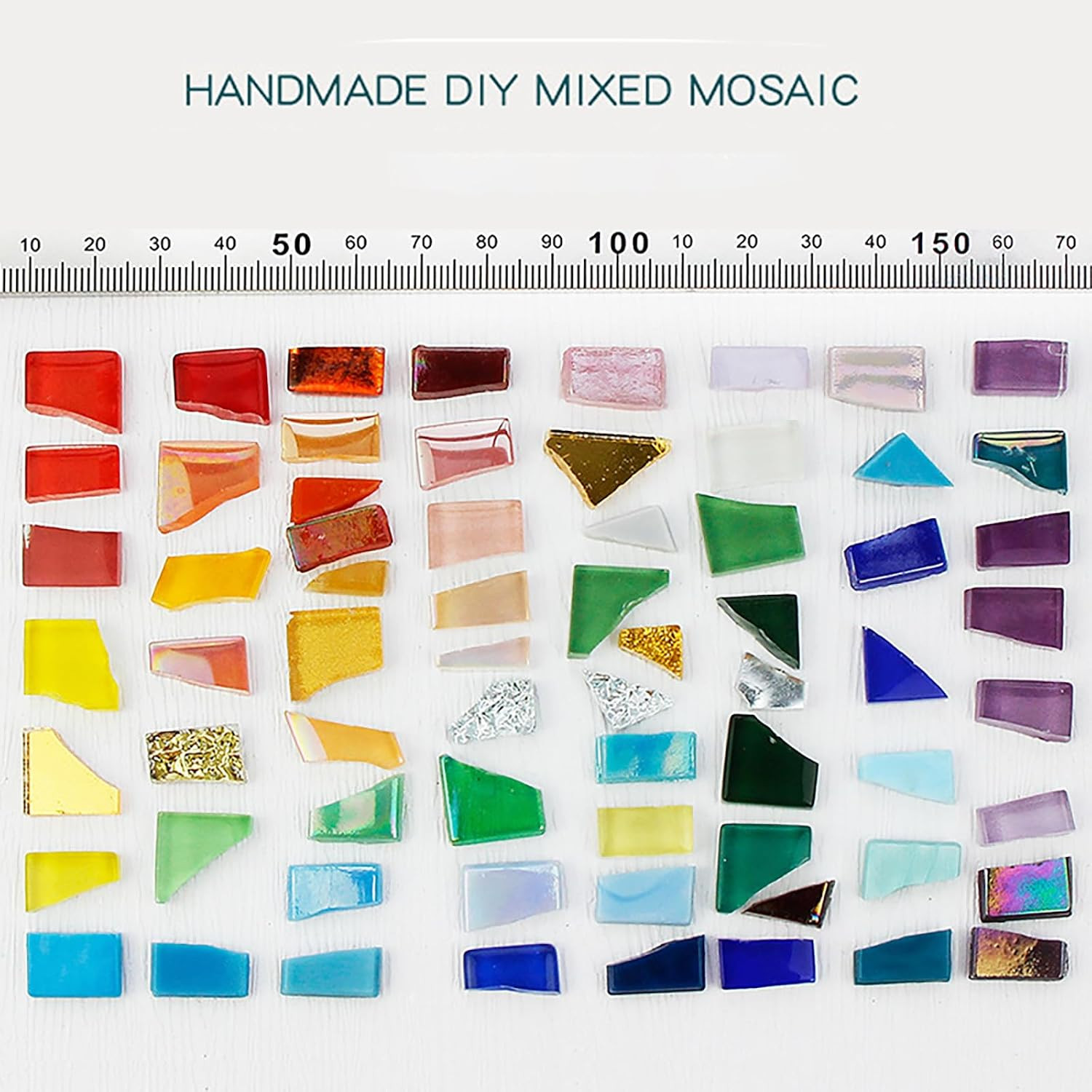 Gold Mixed Irregular Mosaic Glass Mosaic Tiles Pieces, 300G Mosaic DIY Set