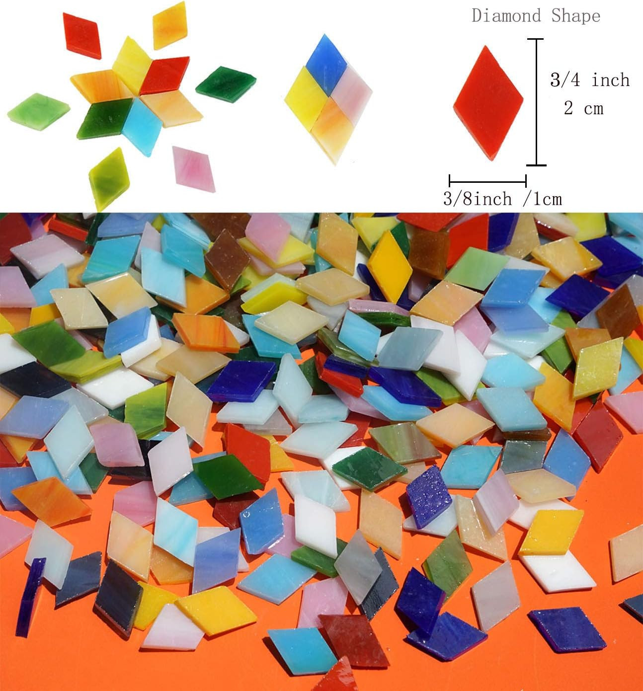 1050 Pieces Mixed Shapes Glass Mosaic Tiles for Crafts, Colorful Stained Glas…