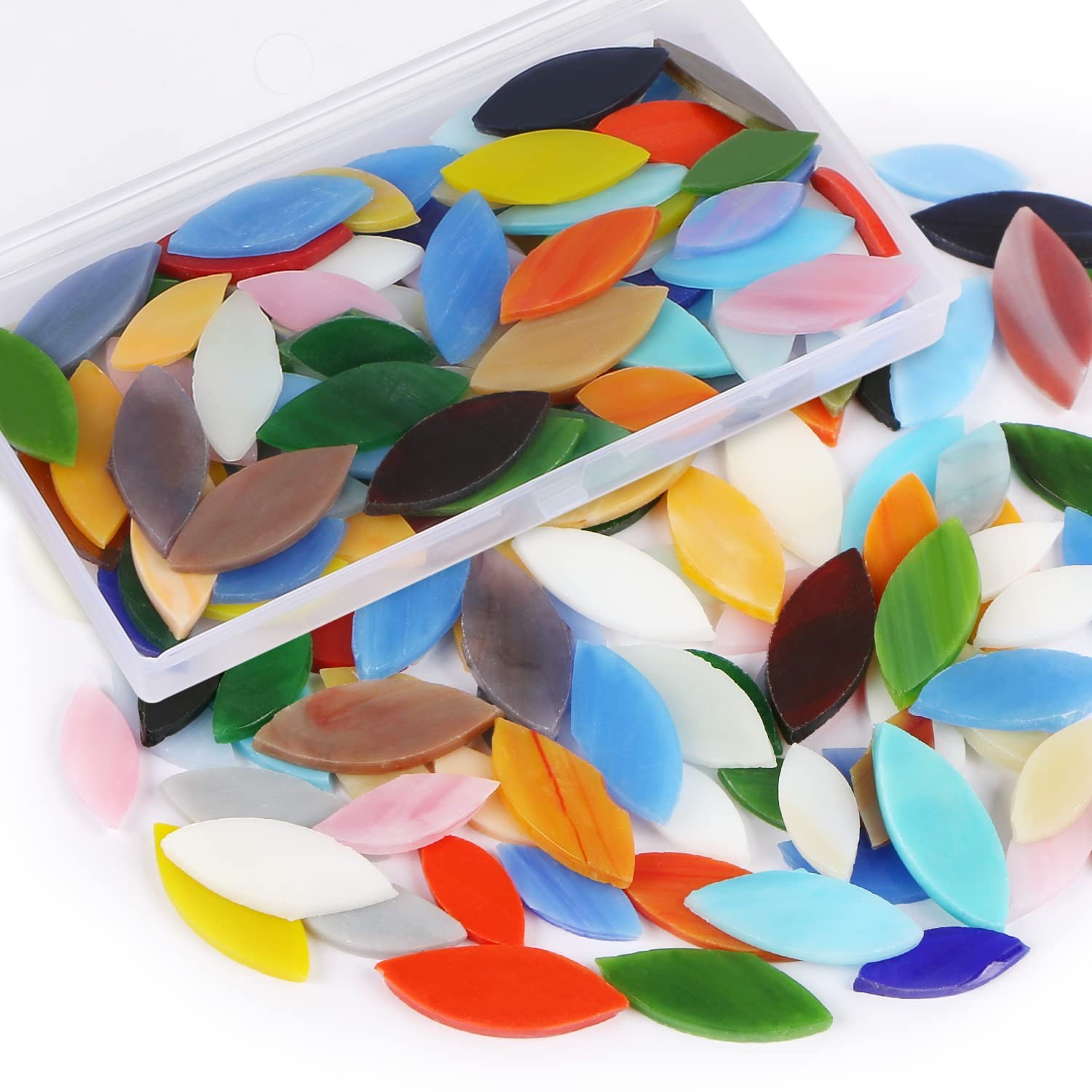 Flat Glass Mosaic Tiles, 100 pcs Stained Glass Mosaic, Petal Mosaic Tiles Flo…