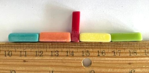 50 Tiles – Glass Rectangles – 20 mm x 6 mm – Mixed Colors – Mosaic Tile Pieces