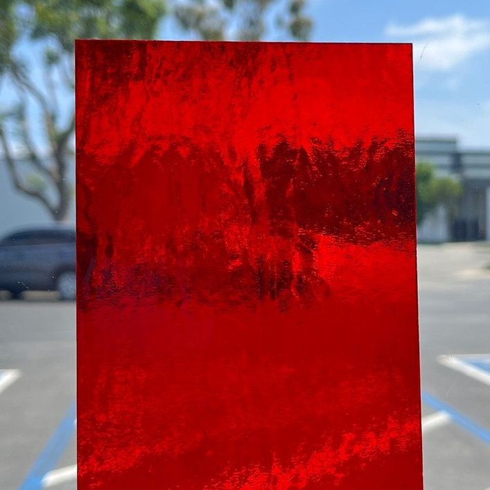 2 Pack Dark Red Transparent COE 96 Fusible Glass Sheets / Mosaic Squares