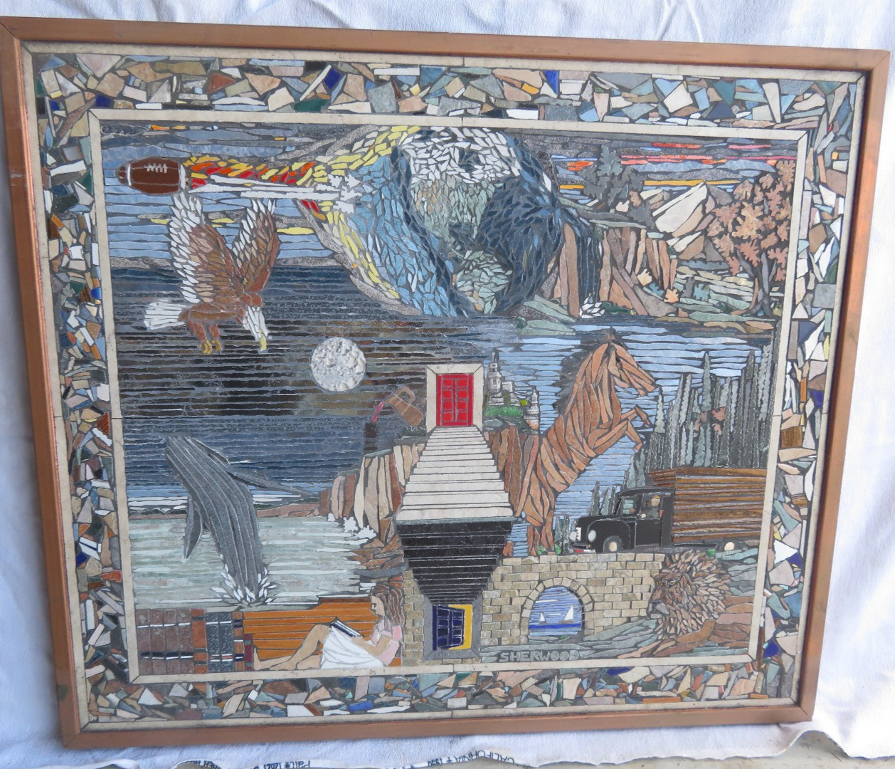 Original Custom one of a kind Tile Mosaic 24w x 24h Door of Surrealism
