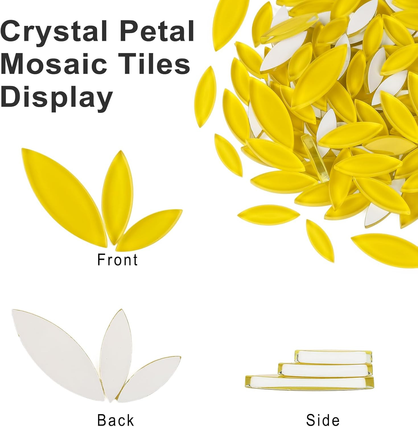 Yellow Leaf Mosaic Tiles for Crafts Bulk,200g Petal Mosaic Glass Pieces,Flower G