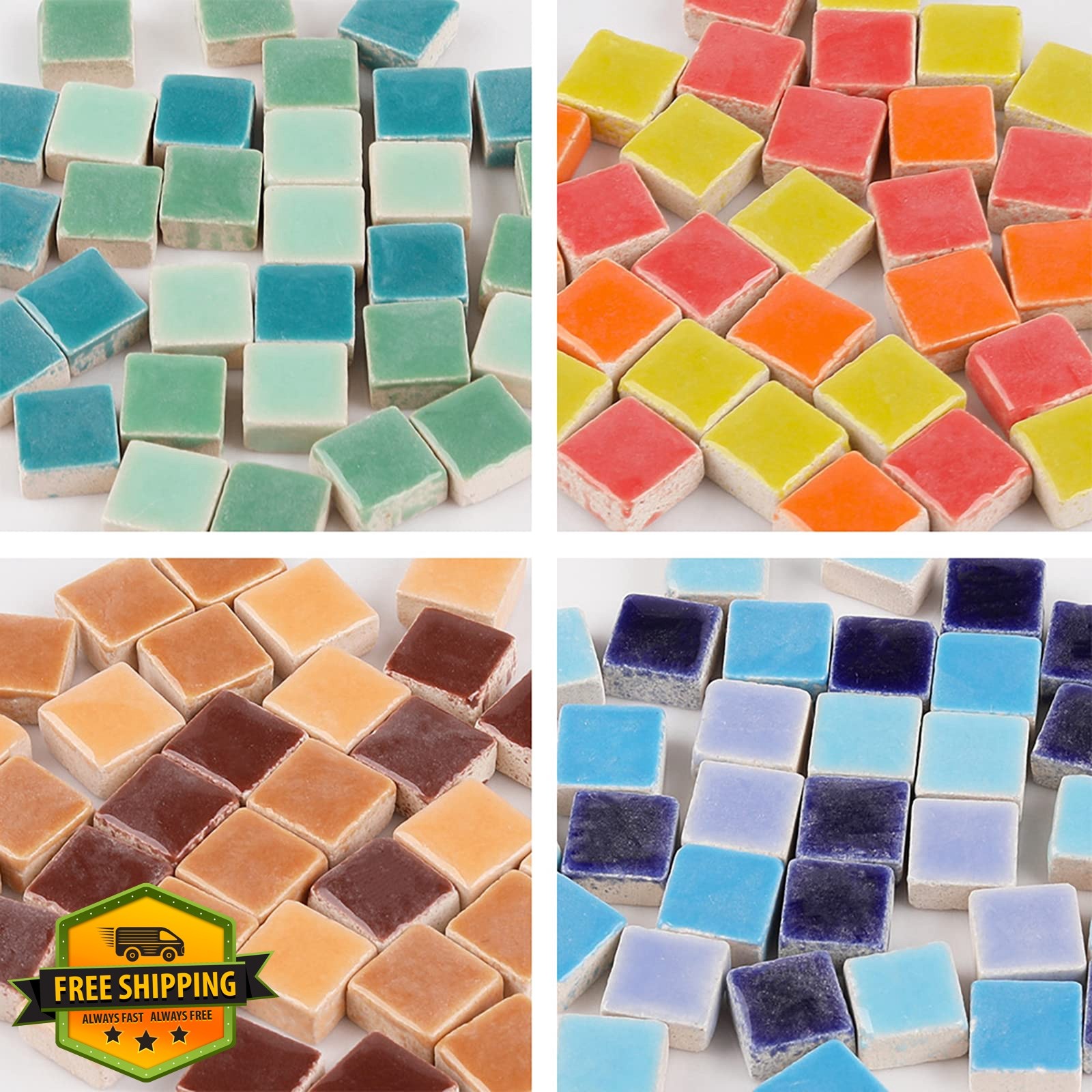PINUOandKE 200pc Ceramic Mosaic Tiles Blue Mix 200g
