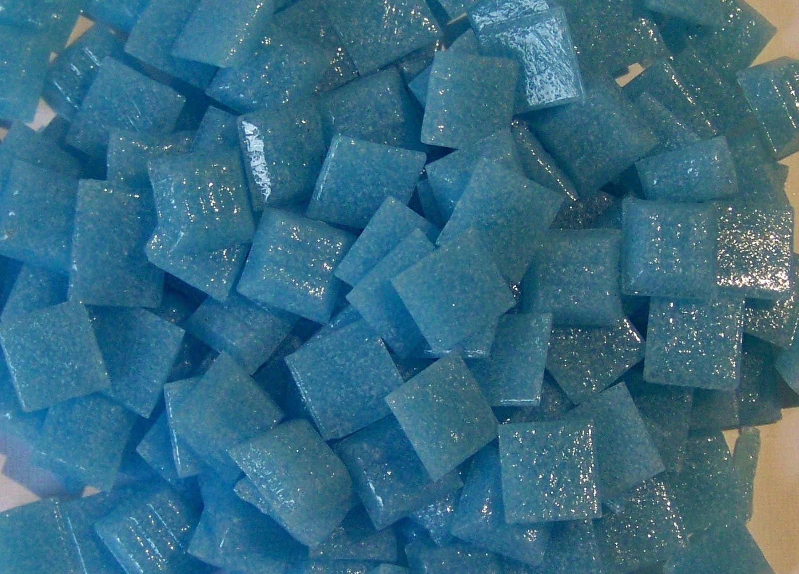 100 Mosaic Tiles 3/8″ CYAN BLUE VETRICCO ITALIAN GLASS Supplies #24