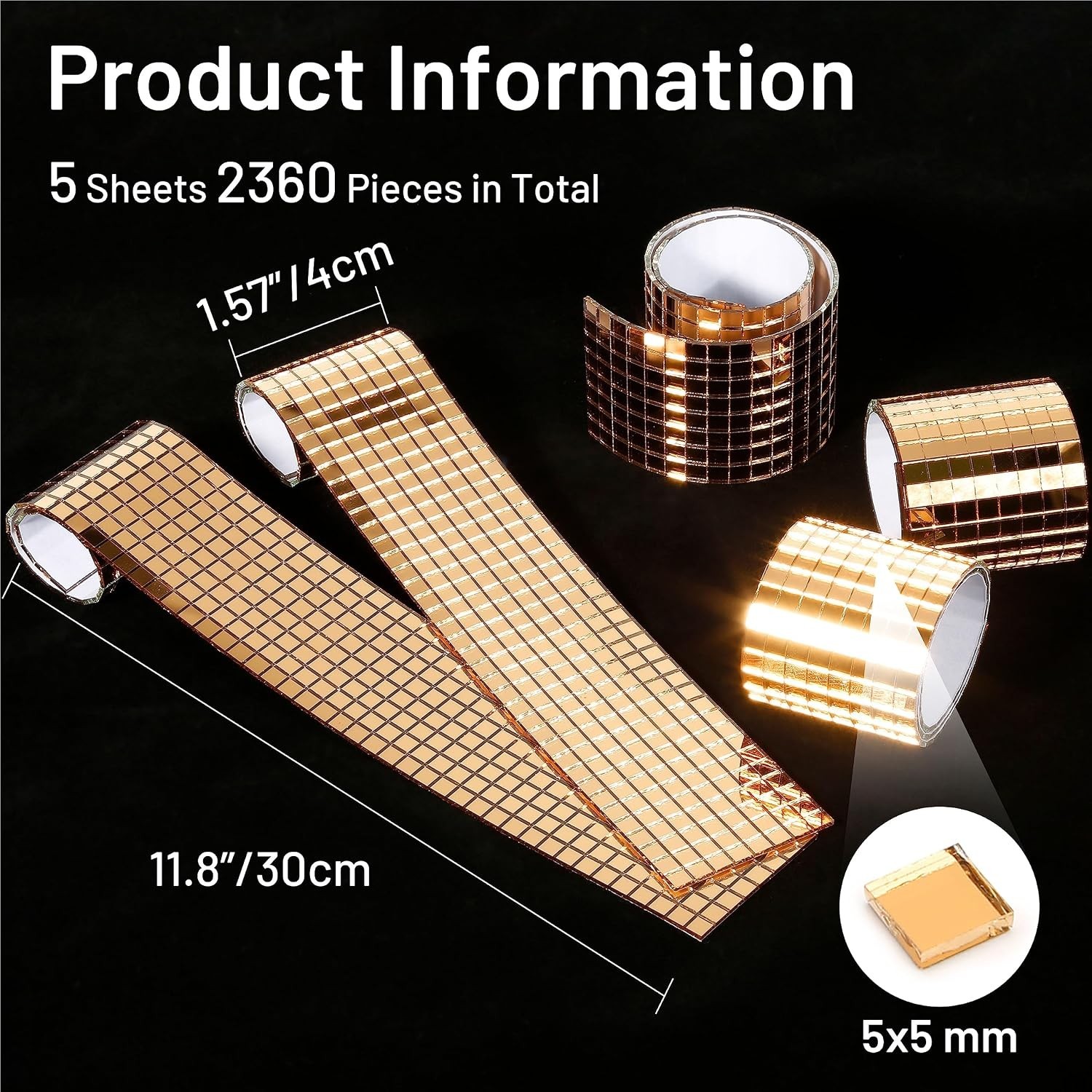 Peel & Stick Luxury Gold Mosaic Mirror Tiles – 2360 PCS for Artistic Projects