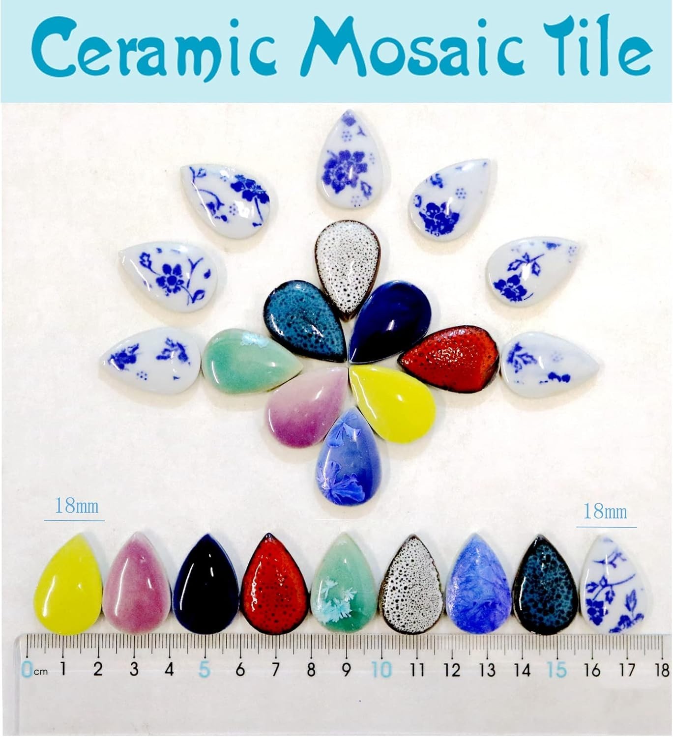 Elegant 60-Piece Art Deco Raindrop Mosaic Tiles for Creative Crafting Projects