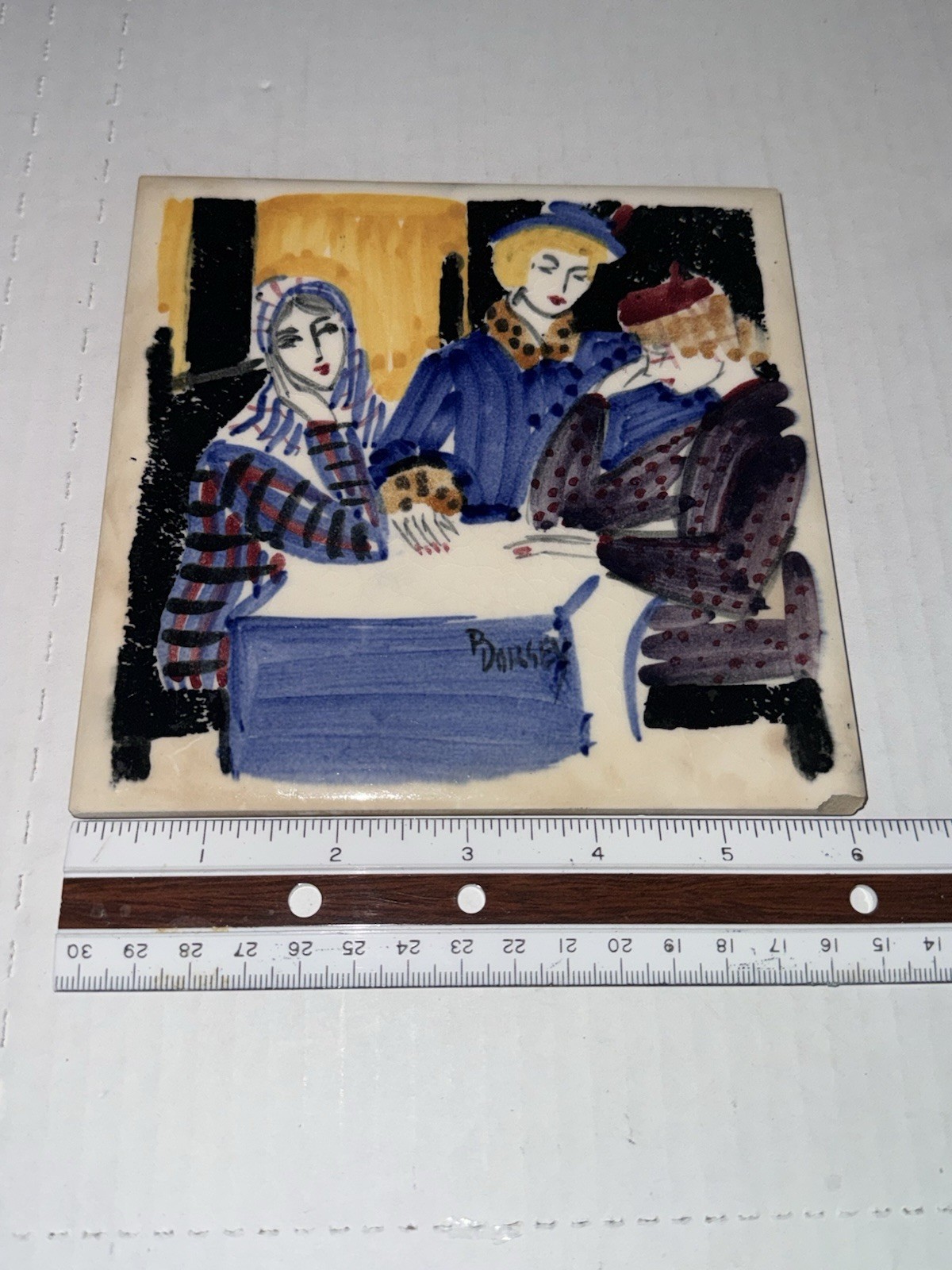 MOSAIC TILE Expressionists ART HOME DECOR VINTAGE 6”x6” Made In USA