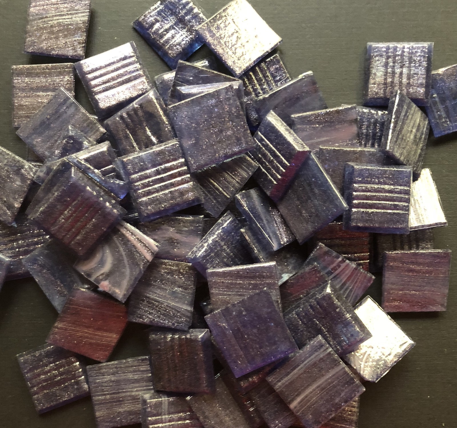 25 Mosaic Tiles 3/4″ Purple Plum Adventurine Gold Italian Glass Tiles #753