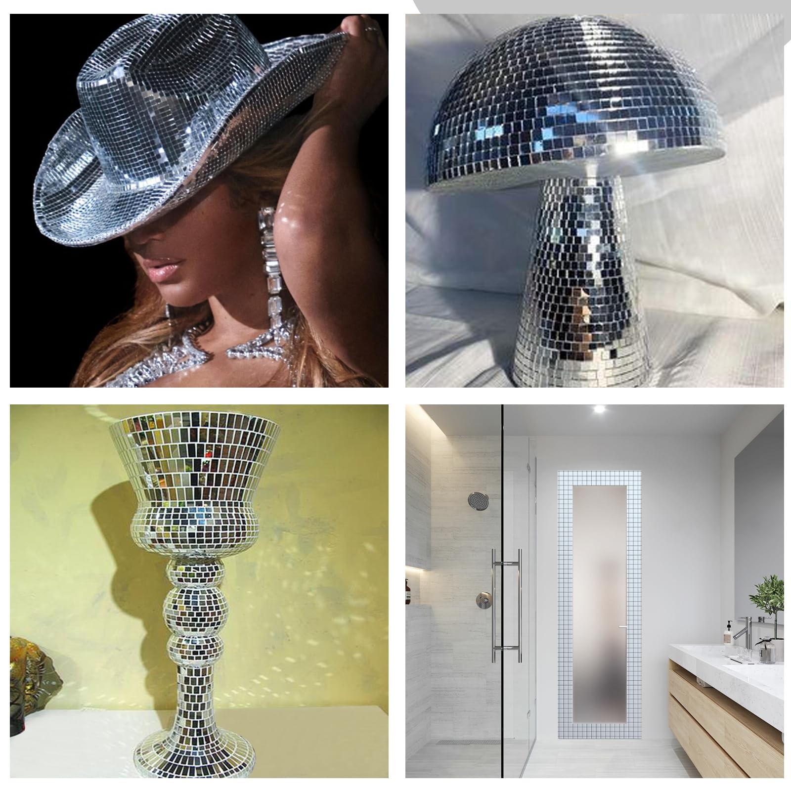 Mirror Tiles Self Adhesive, 5100 Pieces Mosaic Sheet, Disco 5mm, Silver